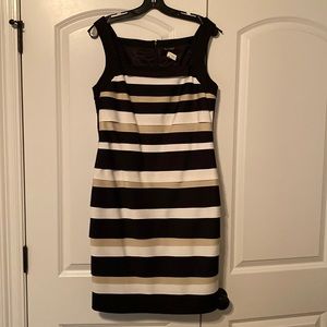 White House Black Market black, white and beige dress